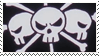 stamp of the blackbeard pirates from one piece, showing their flag and blackbeard himself
